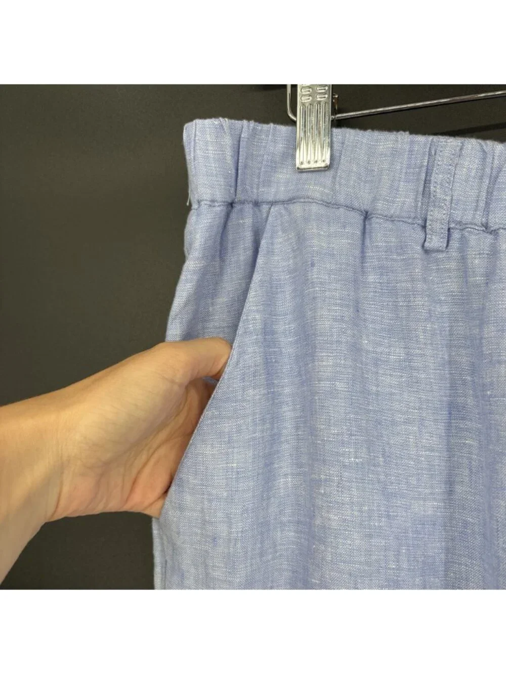 NWT Quince Women's 100% European Linen Pants L French Blue Coastal Quiet Luxury
